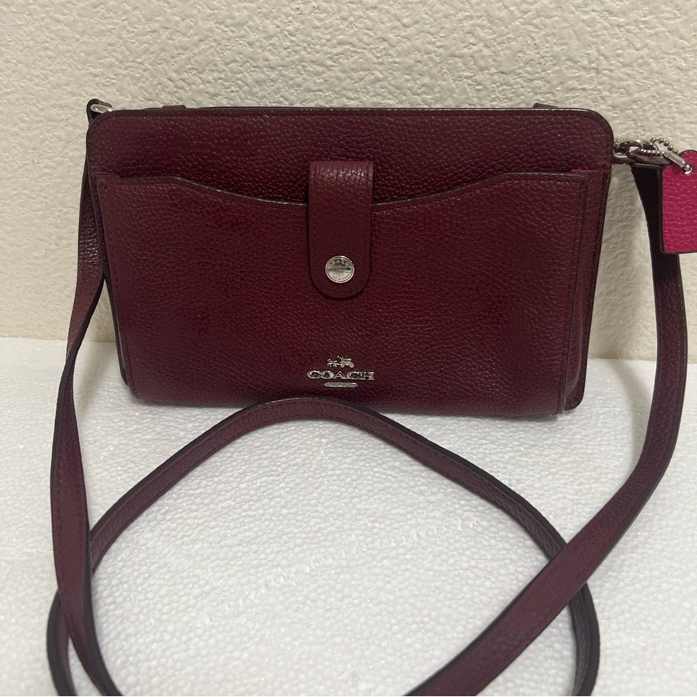 Authentic Coach Red Leather Crossbody Small Purse Bag